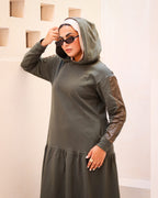 Leather Ruffles Dress