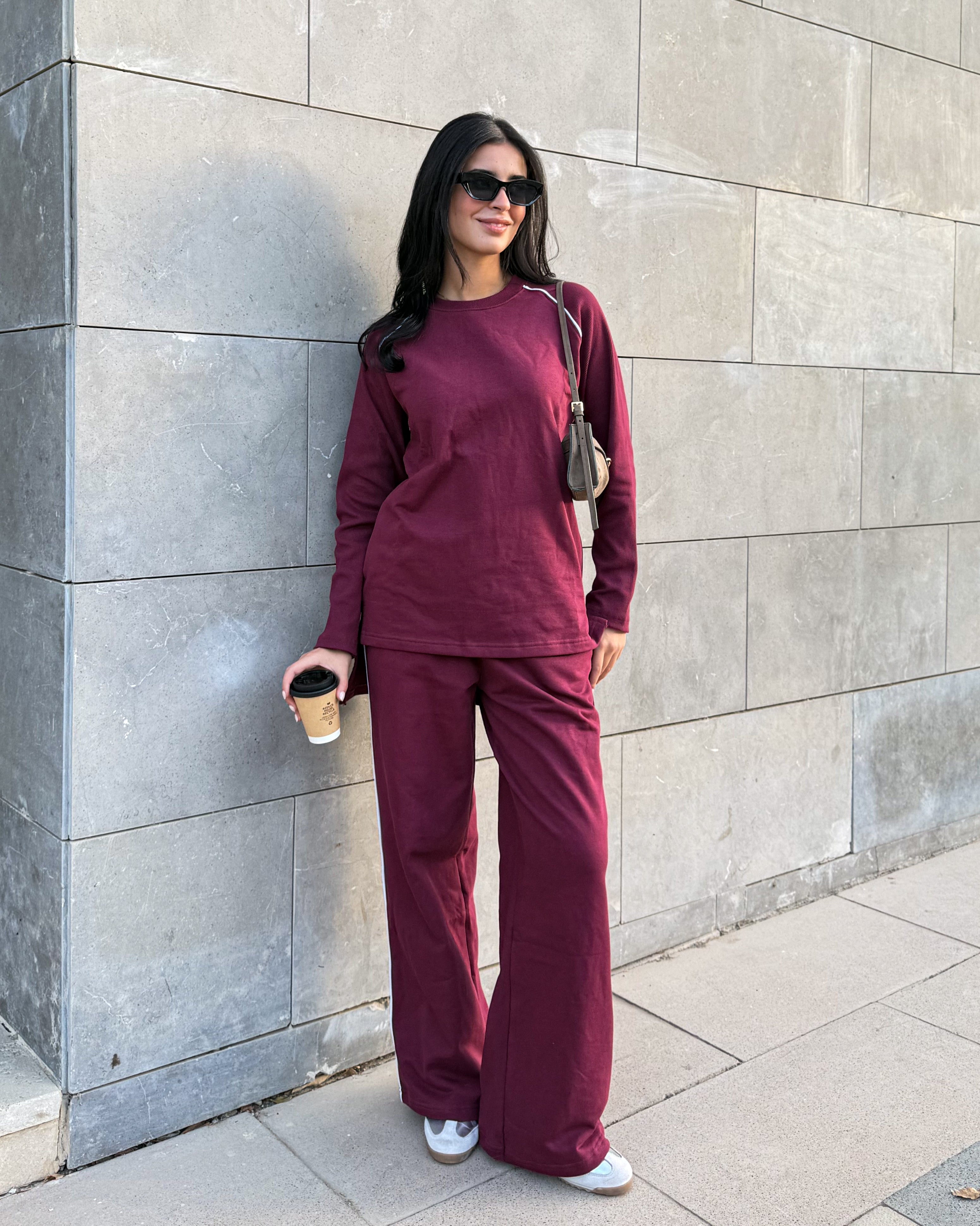 Cut Work Set -  Burgundy